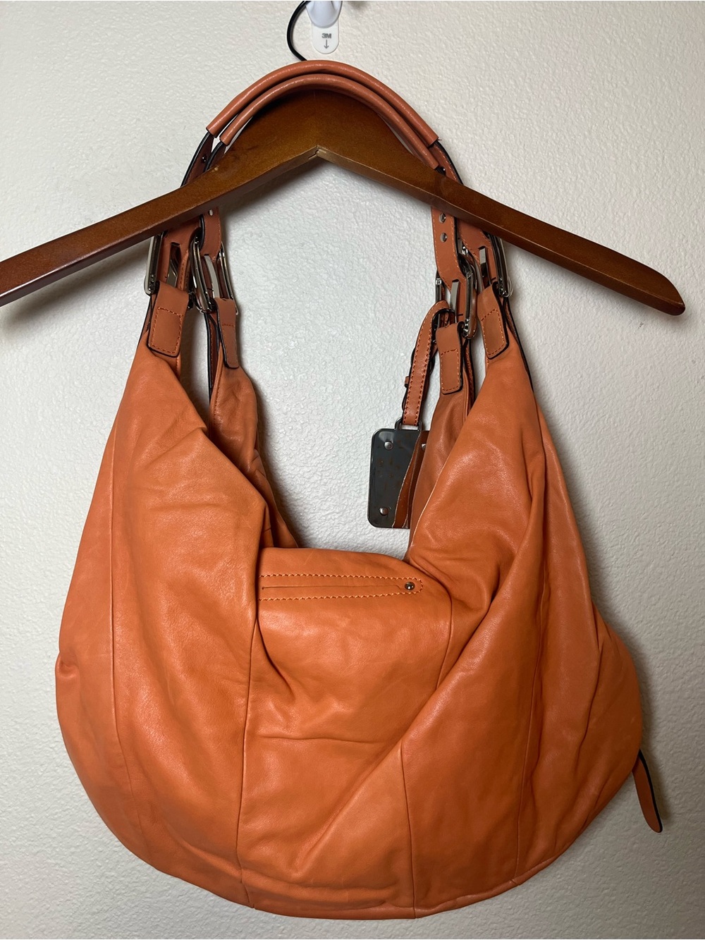 b. makowsky Vintage Y2K Orange Stud-Trim Hobo Shoulder Bag - Picture 4 of 6